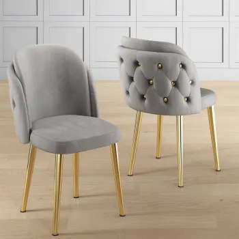 Set scaune 4 piese, Charlotte, Axle, Gri / Auriu imagine