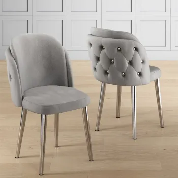 Set scaune 4 piese, Charlotte, Axle, Gri/Crom imagine