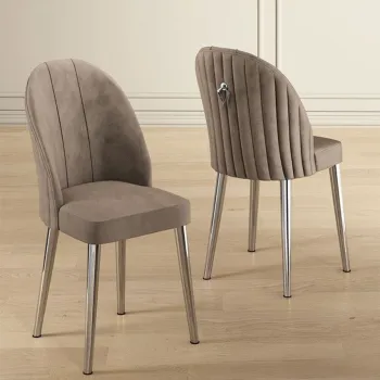 Set scaune 4 piese, Charlotte, Mara, Cappuccino / Chrome imagine