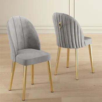 Set scaune 4 piese, Charlotte, Mara, Gri / Auriu imagine