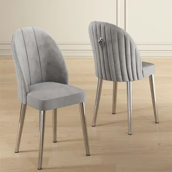 Set scaune 4 piese, Charlotte, Mara, Gri/Crom imagine