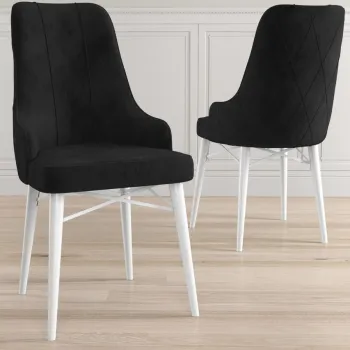 Set scaune 4 piese, Charlotte, Neta, Alb/Negru imagine