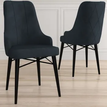 Set scaune 4 piese, Charlotte, Neta, Antracit / Negru imagine