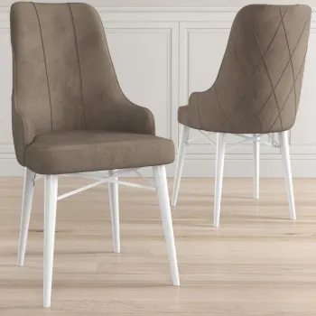 Set scaune 4 piese, Charlotte, Neta, Cappuccino / Alb imagine
