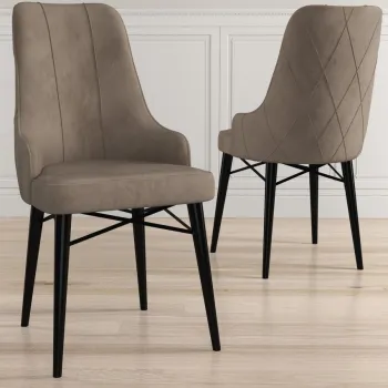 Set scaune 4 piese, Charlotte, Neta, Cappuccino / Negru imagine