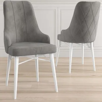 Set scaune 4 piese, Charlotte, Neta, Gri/Alb imagine