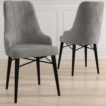 Set scaune 4 piese, Charlotte, Neta, Gri/Negru imagine