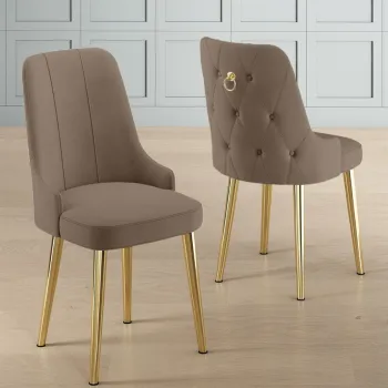 Set scaune 4 piese, Charlotte, Newa, Cappuccino / Aur imagine