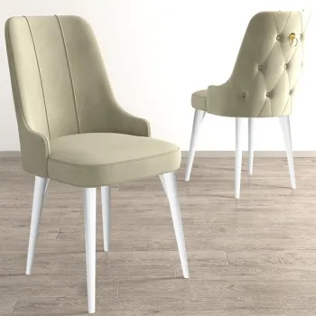 Set scaune 4 piese, Charlotte, Newa, Crem/Alb imagine