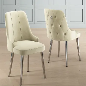 Set scaune 4 piese, Charlotte, Newa, Crem / Crom imagine