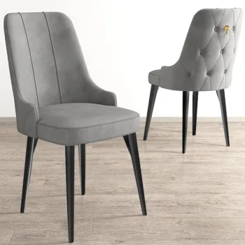 Set scaune 4 piese, Charlotte, Newa, Gri/Negru imagine