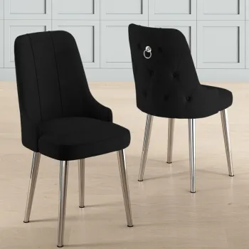 Set scaune 4 piese, Charlotte, Newa, Negru / Crom imagine