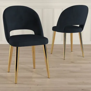 Set scaune 4 piese, Charlotte, Pane, Antracit / Aur imagine