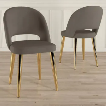 Set scaune 4 piese, Charlotte, Pane, Cappuccino / Aur imagine