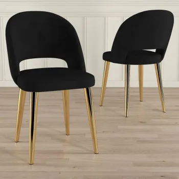 Set scaune 4 piese, Charlotte, Pane, Negru imagine