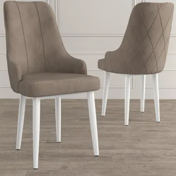 Set scaune 4 piese, Charlotte, Trex, Cappuccino / Alb imagine