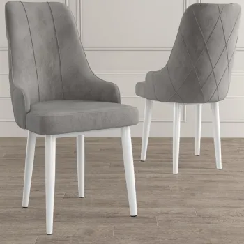 Set scaune 4 piese, Charlotte, Trex, Gri/Alb imagine