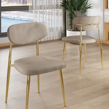 Set scaune 4 piese, Charlotte, Vina, Cappuccino / Aur imagine