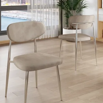 Set scaune 4 piese, Charlotte, Vina, Cappuccino / Chrome imagine