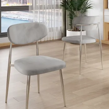 Set scaune 4 piese, Charlotte, Vina, Gri/Crom imagine