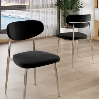 Set scaune 4 piese, Charlotte, Vina, Negru / Crom imagine