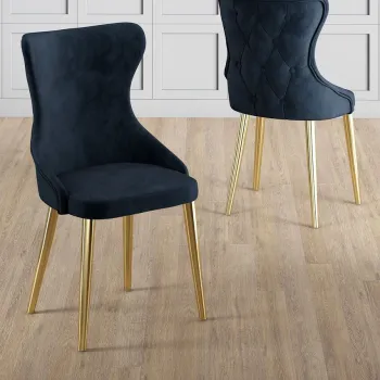 Set scaune (6 bucati), Charlotte, Alpa, Antracit / Aur imagine