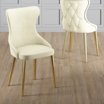 Set scaune (6 bucati), Charlotte, Alpa, Crem / Aur imagine