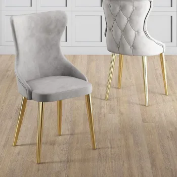 Set scaune (6 bucati), Charlotte, Alpa, Gri / Auriu imagine