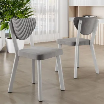 Set scaune (6 bucati), Charlotte, Arfe, Gri/Alb imagine