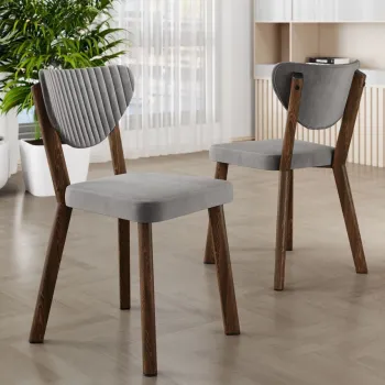 Set scaune (6 bucati), Charlotte, Arfe, Gri/Maro imagine