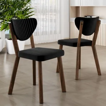 Set scaune (6 bucati), Charlotte, Arfe, Negru/Maro imagine