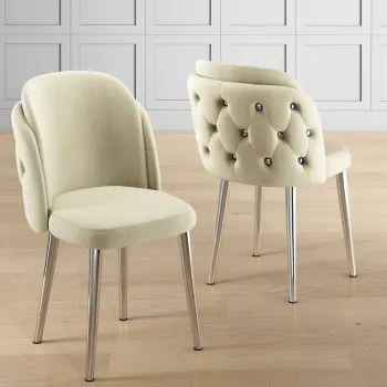 Set scaune (6 bucati), Charlotte, Axle, Crem / Crom imagine