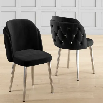 Set scaune (6 bucati), Charlotte, Axle, Negru / Crom imagine