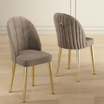 Set scaune (6 bucati), Charlotte, Mara, Cappuccino / Aur imagine