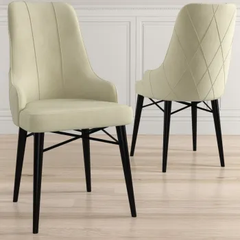 Set scaune (6 bucati), Charlotte, Neta, Crem/Negru imagine