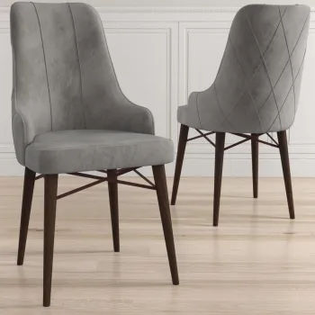 Set scaune (6 bucati), Charlotte, Neta, Gri/Maro imagine