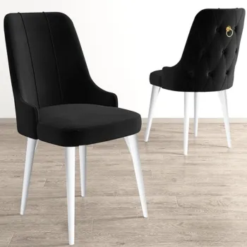 Set scaune (6 bucati), Charlotte, Newa, Alb/Negru imagine