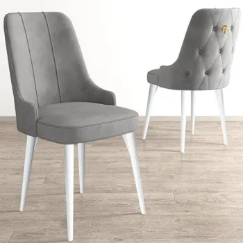 Set scaune (6 bucati), Charlotte, Newa, Gri/Alb imagine