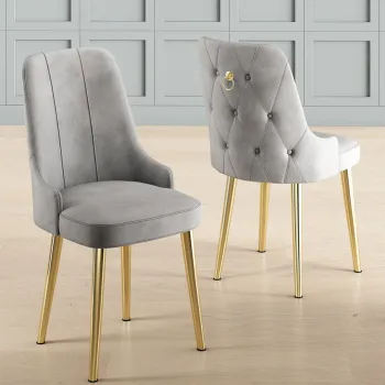 Set scaune (6 bucati), Charlotte, Newa, Gri / Auriu imagine