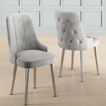 Set scaune (6 bucati), Charlotte, Newa, Gri/Crom imagine