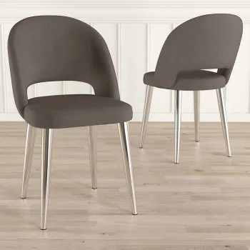 Set scaune (6 bucati), Charlotte, Pane, Cappuccino / Chrome imagine