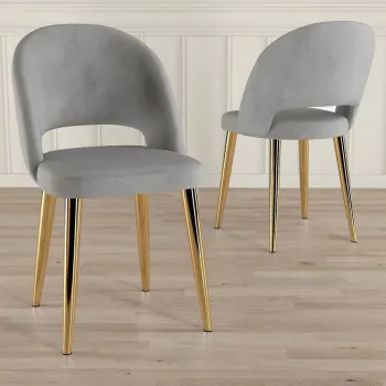 Set scaune (6 bucati), Charlotte, Pane, Gri / Auriu imagine