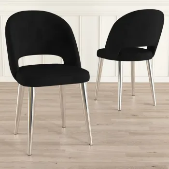 Set scaune (6 bucati), Charlotte, Pane, Negru / Crom imagine