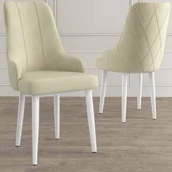 Set scaune (6 bucati), Charlotte, Trex, Crem/Alb imagine