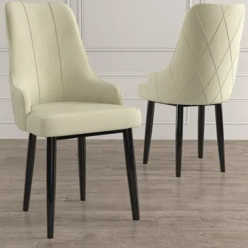 Set scaune (6 bucati), Charlotte, Trex, Crem/Negru imagine