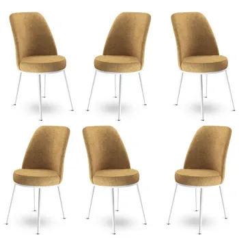 Set scaune 6 piese, Charlotte, Dexa, Metal, Cappuccino / Alb imagine