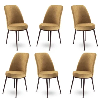 Set scaune 6 piese, Charlotte, Dexa, Metal, Cappuccino/Maro imagine