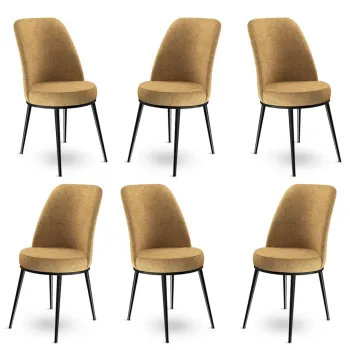 Set scaune 6 piese, Charlotte, Dexa, Metal, Cappuccino / Negru imagine