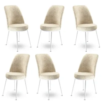 Set scaune 6 piese, Charlotte, Dexa, Metal, Crem/Alb imagine