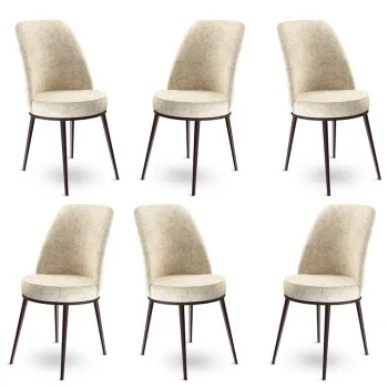 Set scaune 6 piese, Charlotte, Dexa, Metal, Crem/Maro imagine